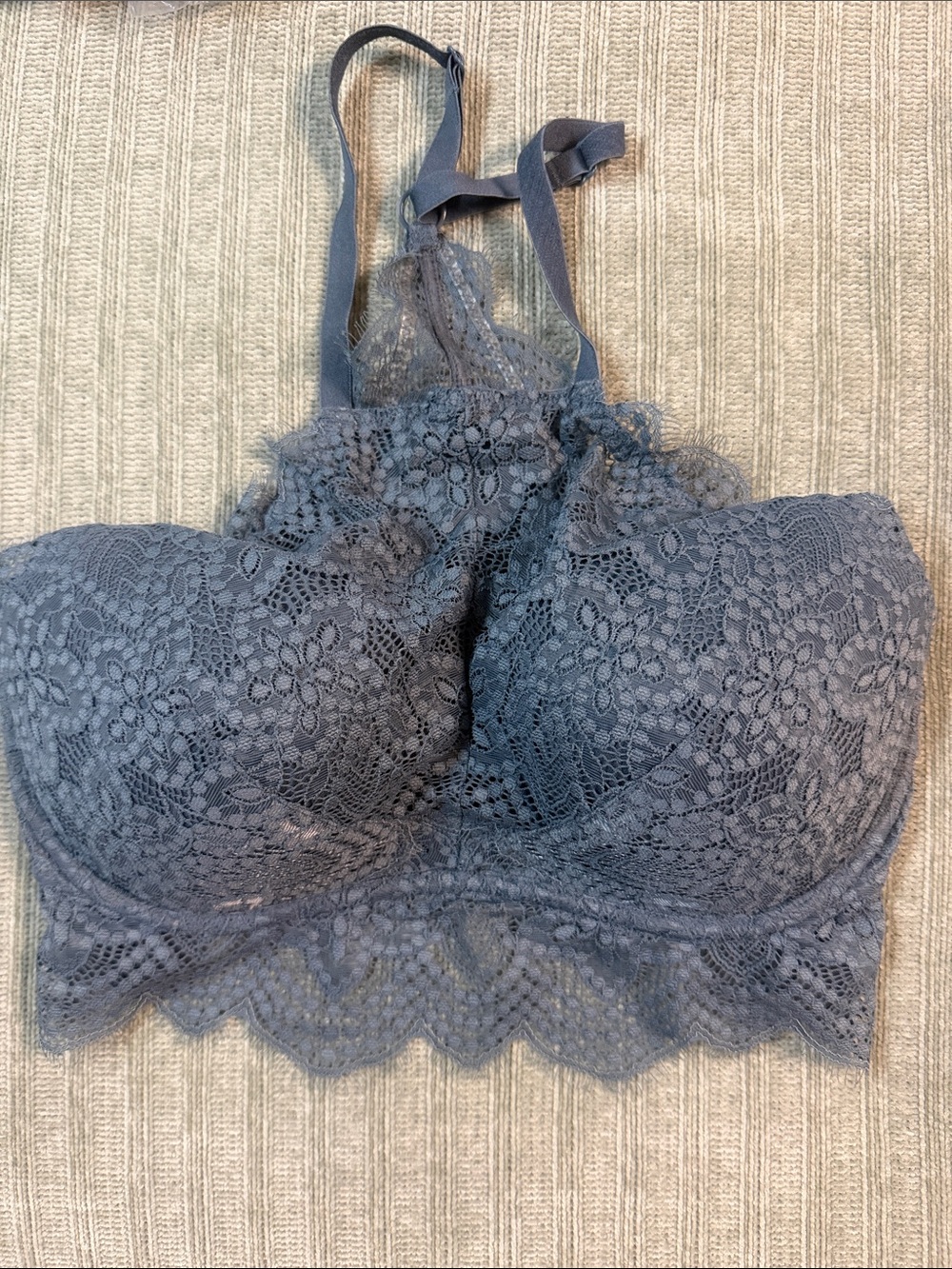PINK Victoria's Secret Lace Longline Bralette in Slate Blue